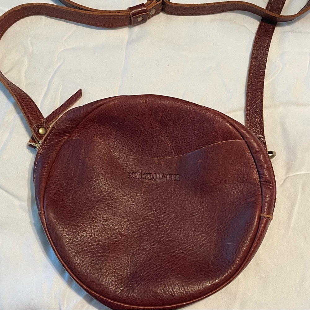 Portland Leather Round Crossbody in Rich Brown